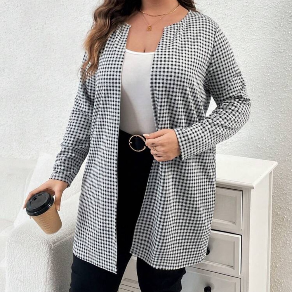 SHEIN Clasi Plus Size Plaid Coat/ Size XL/ Color Black and Gray